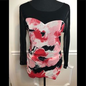 INC fitted pullover with long sheer sleeves